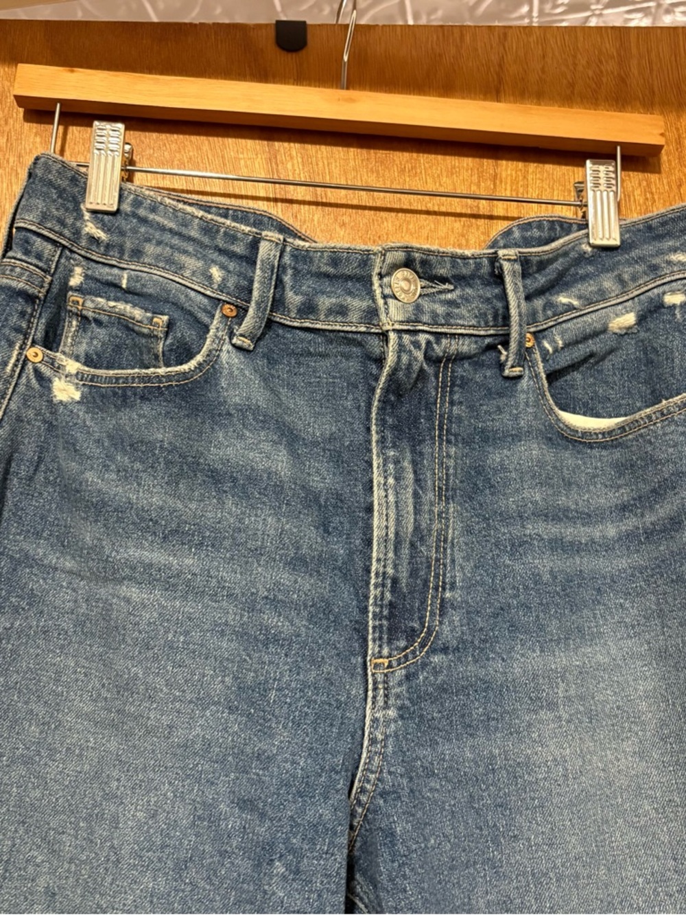 Paige Anessa Women's Jeans Blue Dark Wash, Wide Leg, High Rise, Raw Hem